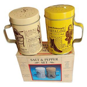 1970s Sears Vintage Catalog Range-Top Style Metal Salt & Pepper Shakers NIB